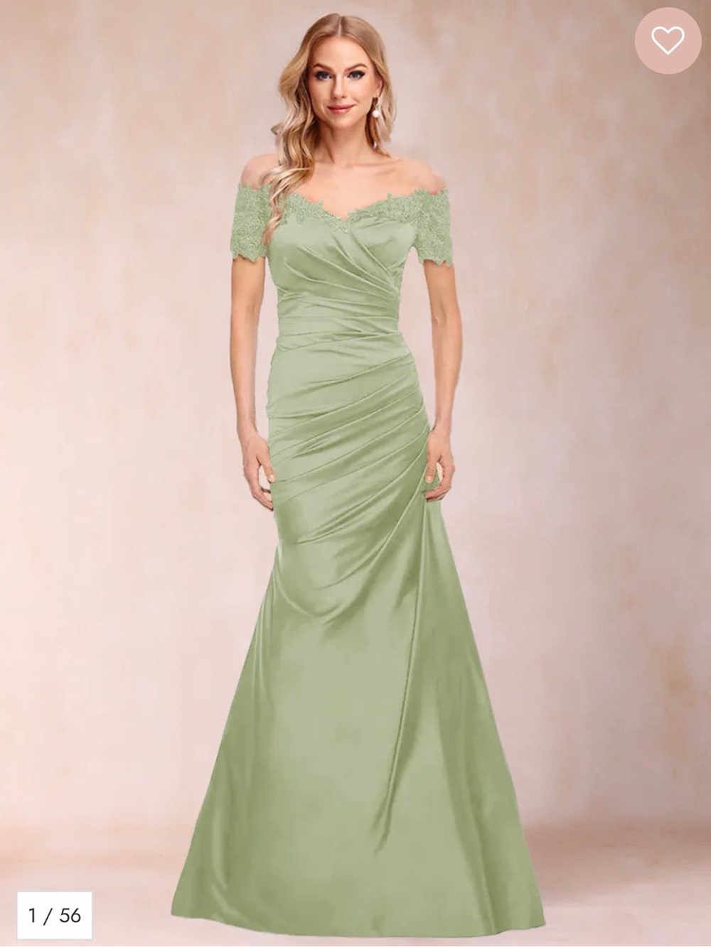 Elegant Off-Shoulder Sage Green Evening Dress